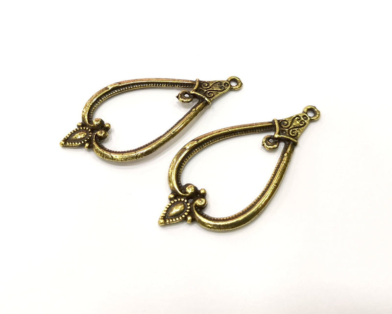 2 Antique Bronze Charm Antique Bronze Plated Charm (54x26mm) G17431