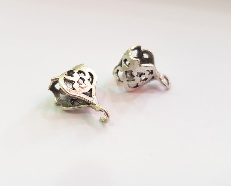 2 Silver Bails Antique Silver Plated Brass Findings (20x12 mm)  G17437