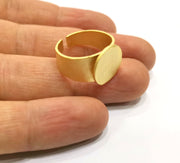 Hammered Ring Blank Base Bezel Setting Adjustable Ring Blank  (15mm Blank) ,  Gold Plated Brass   G17438