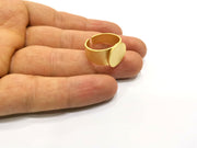 Hammered Ring Blank Base Bezel Setting Adjustable Ring Blank  (15mm Blank) ,  Gold Plated Brass   G17438