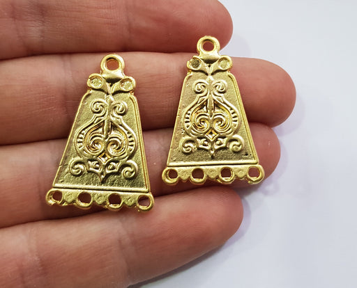 2 Gold Charms Gold Plated Charms  (40mm)  G17442