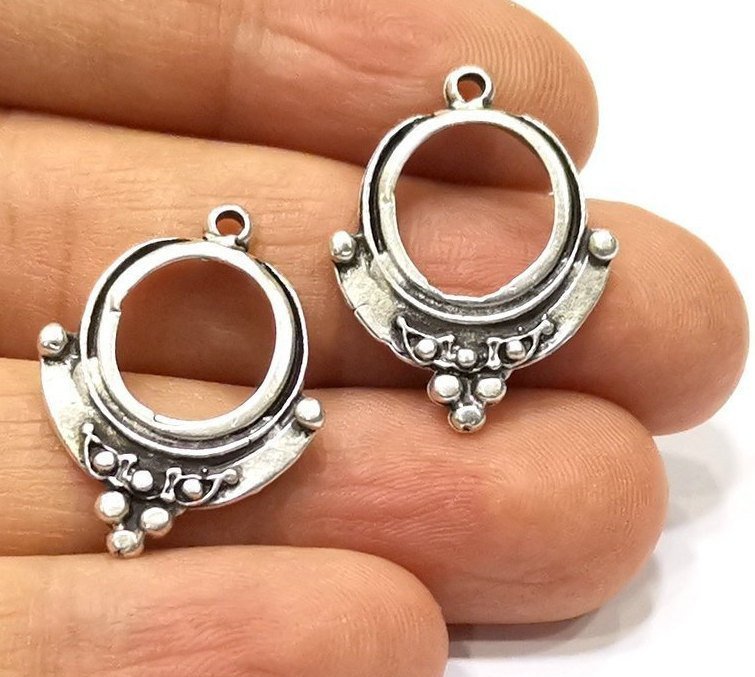 4 Silver Charms Antique Silver Plated Charms (27x20mm)  G16495