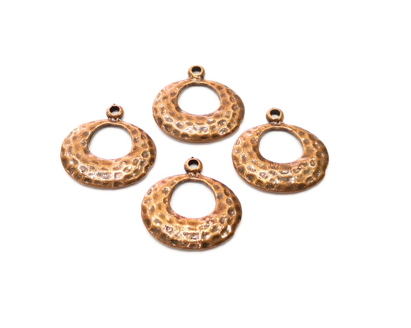 8 Hammered Round Charm Antique Copper Charm (19mm) G17697