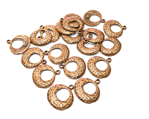 8 Hammered Round Charm Antique Copper Charm (19mm) G17697