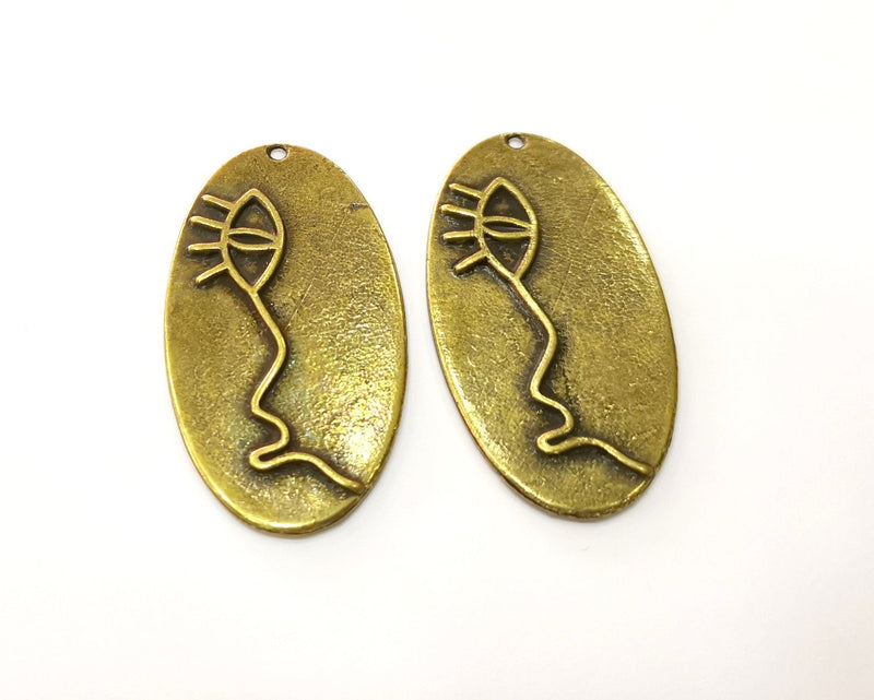 2 Antique Bronze Charm Antique Bronze Plated Charm (52x28mm) G17714