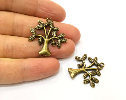 4 Tree Charm Antique Bronze Plated Metal  (31x30mm) G17726