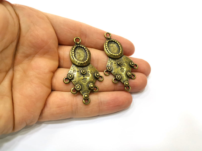 2 Antique Bronze Charm Connector Antique Bronze Plated Charm (54x30mm) G17730