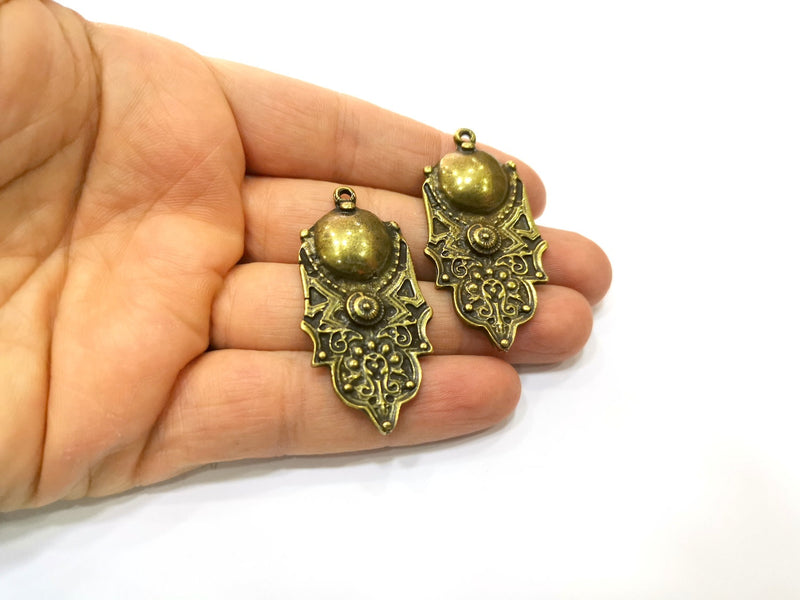 2 Antique Bronze Charm Antique Bronze Plated Charm (52x27mm) G17731