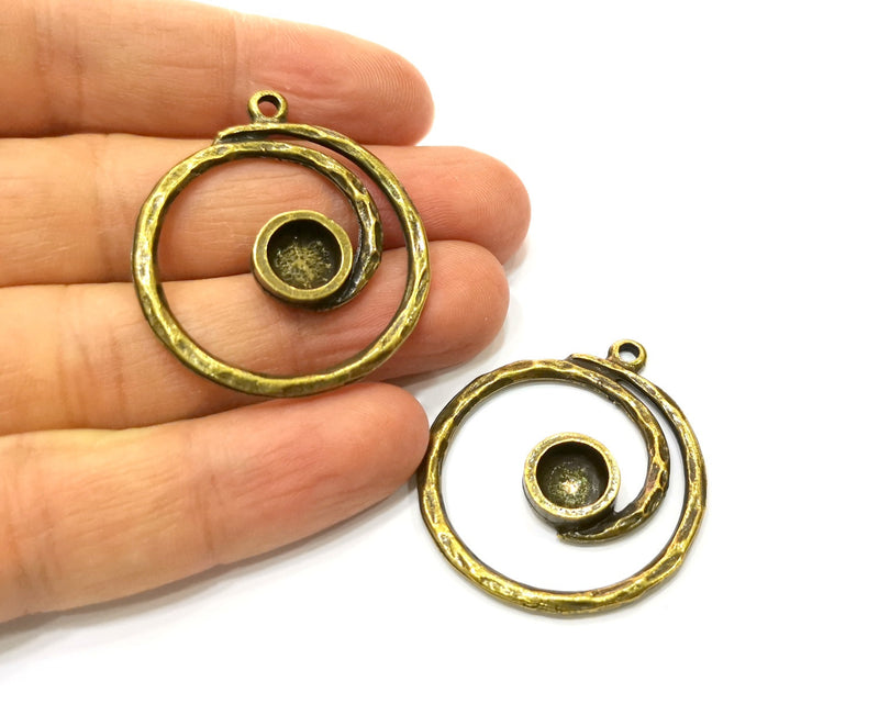 Antique Bronze Pendant Blank inlay Blank Mosaic Blank Resin Blank Bezel Base Setting Mountings Antique Bronze Plated (8mm blank) G17735