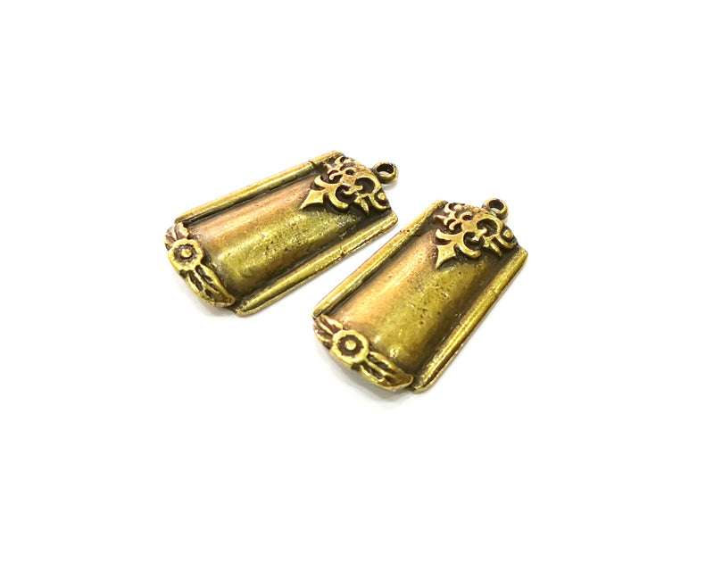 2 Antique Bronze Charm Antique Bronze Plated Charm (33x18mm) G17737