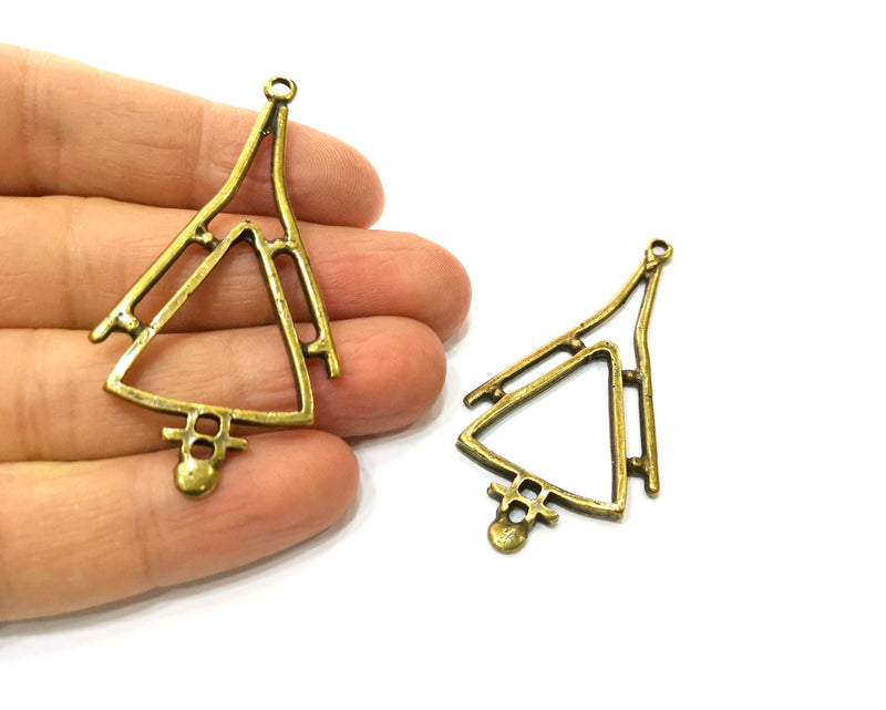 2 Antique Bronze Charm Antique Bronze Plated Charm (63x33mm) G17739