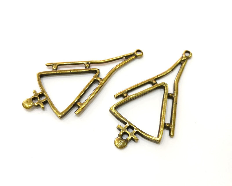 2 Antique Bronze Charm Antique Bronze Plated Charm (63x33mm) G17739