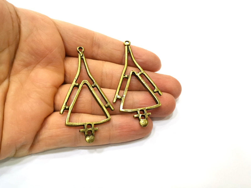 2 Antique Bronze Charm Antique Bronze Plated Charm (63x33mm) G17739