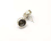 Earring Blank Backs Silver Base Setting Hammered Resin Blank Cabochon Base inlay Mounting Antique Silver Plated (8mm) 1 Pair G17457