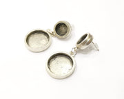 Earring Blank Base Settings Silver Resin Blank Cabochon Base inlay Blank Mountings Antique Silver Plated Metal (18mm+10mm ) 1 Pair  G17458