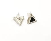 Earring Blank Backs Silver Base Setting Hammered Resin Blank Cabochon Base inlay Mounting Antique Silver Plated (7x6mm) 1 Pair G17462