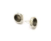 Earring Blank Backs Silver Base Setting Hammered Resin Blank Cabochon Base inlay Mounting Antique Silver Plated (10mm) 1 Pair G17463
