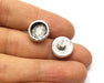 Earring Blank Backs Silver Base Setting Hammered Resin Blank Cabochon Base inlay Mounting Antique Silver Plated (10mm) 1 Pair G17463