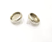 Earring Blank Backs Silver Base Setting Hammered Resin Blank Cabochon Base inlay Mounting Antique Silver Plated (18mm) 1 Pair G17465