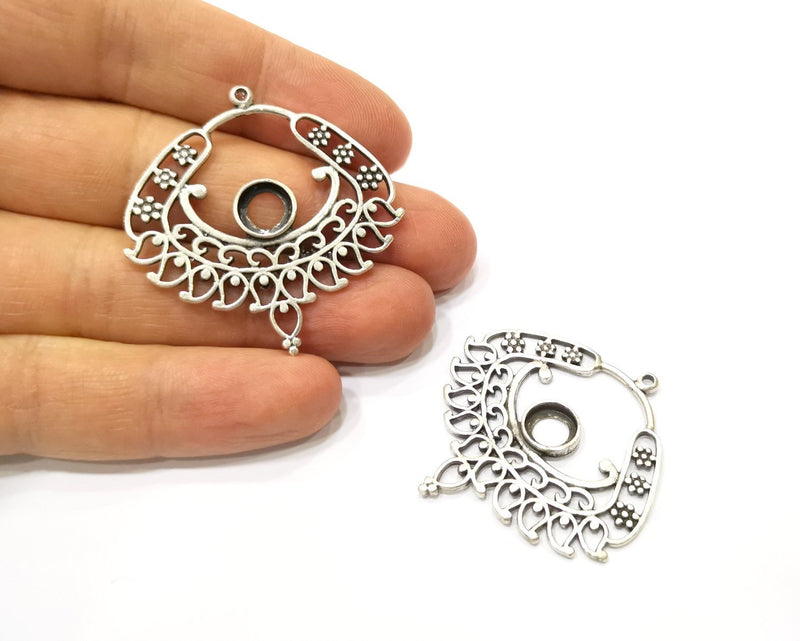 2 Silver Charms Antique Silver Plated Charms (43mm)  G17468