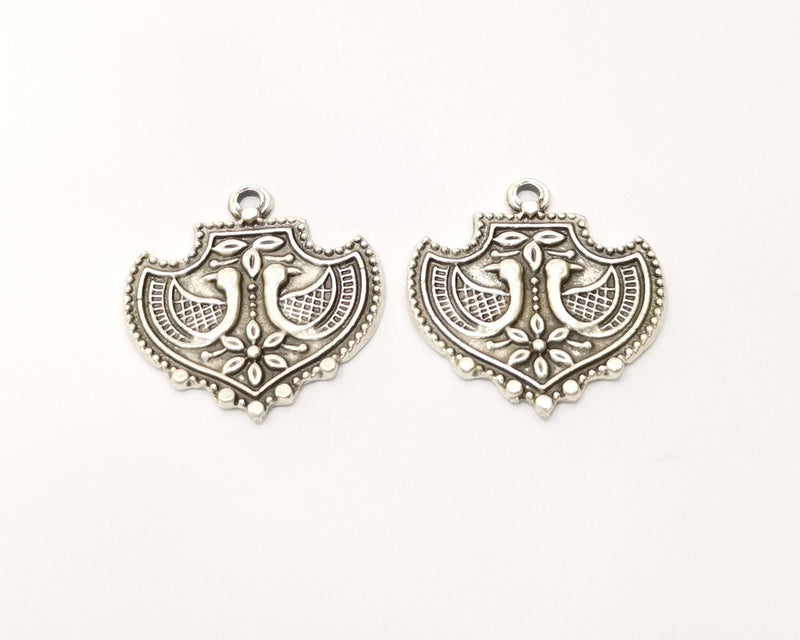 4 Silver Charms Antique Silver Plated Charms (27x27mm)  G20735