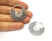 2 Silver Charms Antique Silver Plated Charms (38x37mm)  G17470