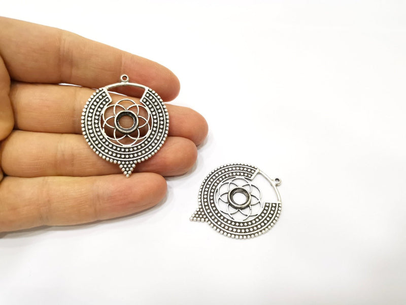 2 Silver Charms Antique Silver Plated Charms (43mm)  G17471