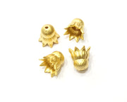 2 Gold Plated Brass Flower Cone Charms  12mm  G17477