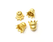 2 Gold Plated Brass Flower Cone Charms  12mm  G17477