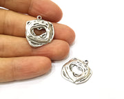 5 Silver Charms Antique Silver Plated Charms (24x21mm)  G17479