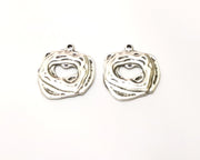 5 Silver Charms Antique Silver Plated Charms (24x21mm)  G17479