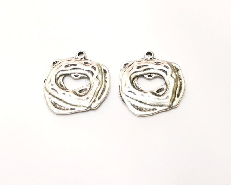 5 Silver Charms Antique Silver Plated Charms (24x21mm)  G17479