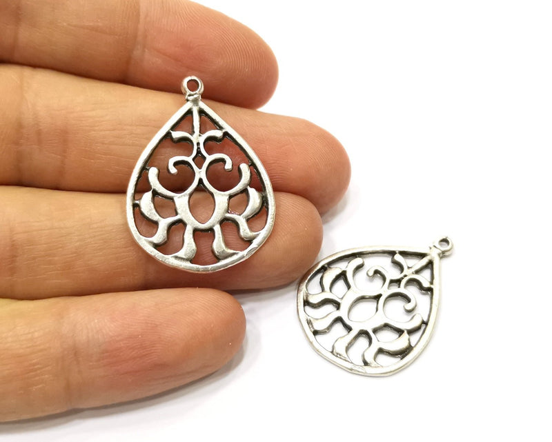 5 Silver Charms Antique Silver Plated Charms (32x23mm)  G17480