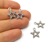 20 Star Charms Antique Silver Plated Charms (17x14mm)  G17482