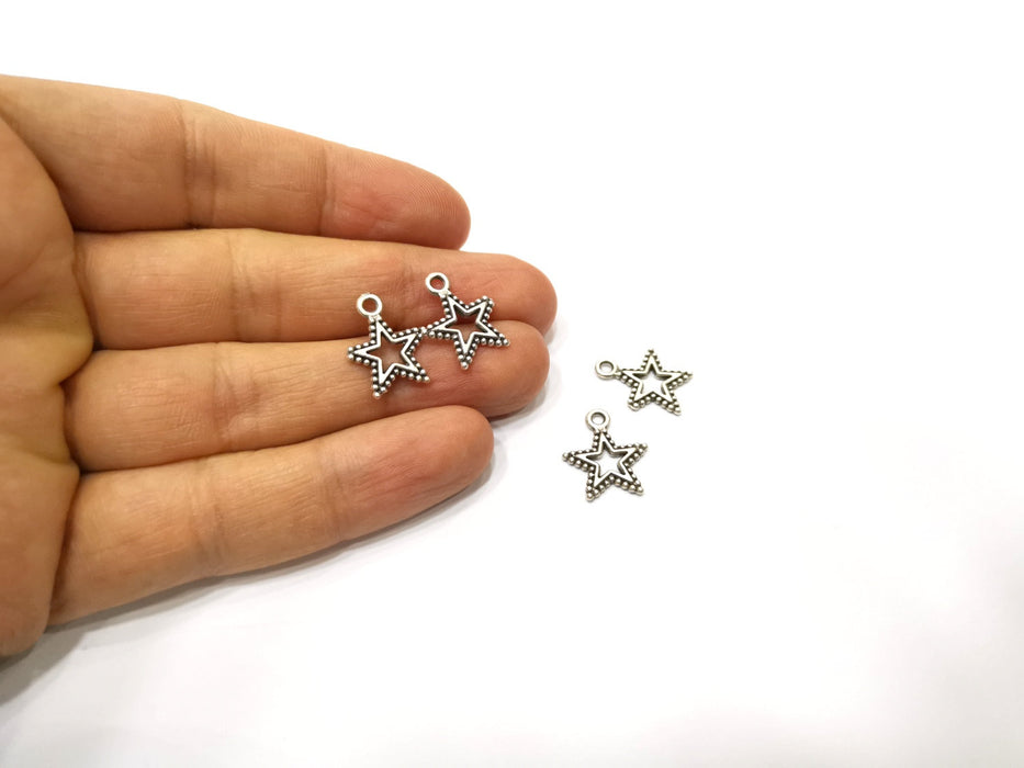 20 Star Charms Antique Silver Plated Charms (17x14mm)  G17482