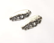 2 Silver Flowers Charms Antique Silver Plated Charms (43x19mm)  G17484
