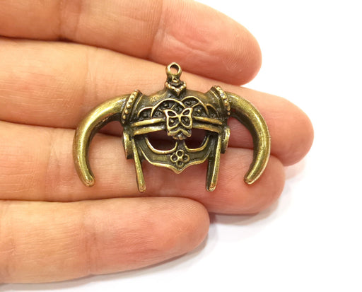 2 Helmet Charm Antique Bronze Plated Charm (48x24mm) G17748