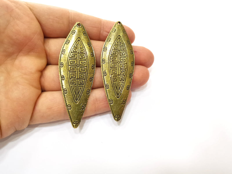 2 Antique Bronze Charm Antique Bronze Plated Charm (75x23mm) G17750