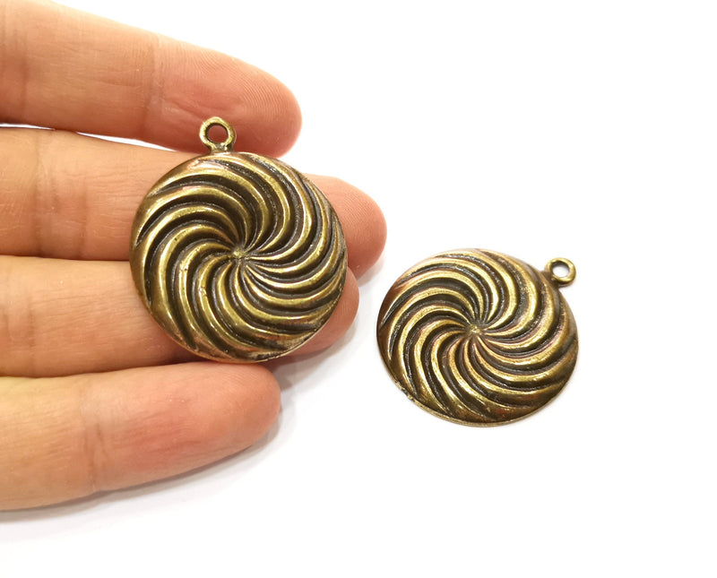 2 Spiral Charm Antique Bronze Plated Charm (40x34mm) G17755