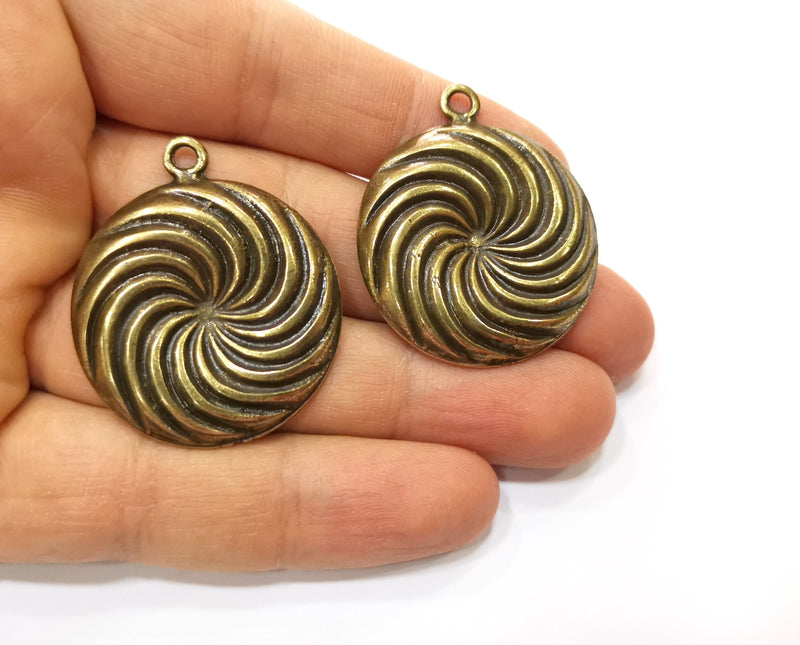 2 Spiral Charm Antique Bronze Plated Charm (40x34mm) G17755