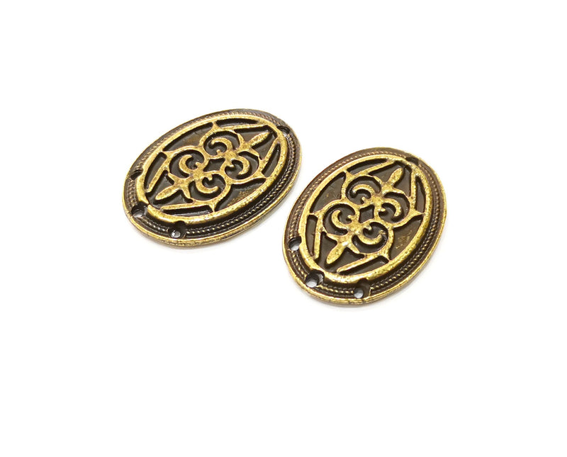 2 Antique Bronze Charm Connector Antique Bronze Plated Charm (32x24mm) G17756