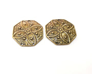 2 Antique Bronze Charm Connector Antique Bronze Plated Charm (34x34mm) G17758