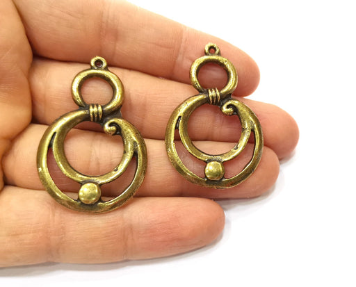 2 Antique Bronze Charm Antique Bronze Plated Charm (44x28mm) G17761