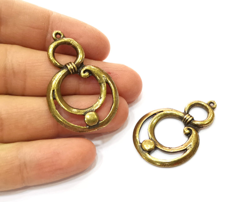 2 Antique Bronze Charm Antique Bronze Plated Charm (44x28mm) G17761