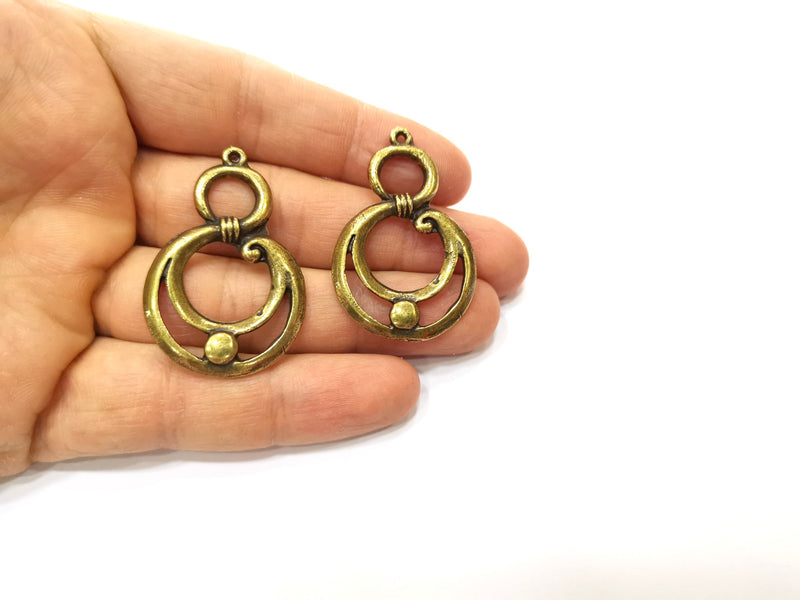 2 Antique Bronze Charm Antique Bronze Plated Charm (44x28mm) G17761