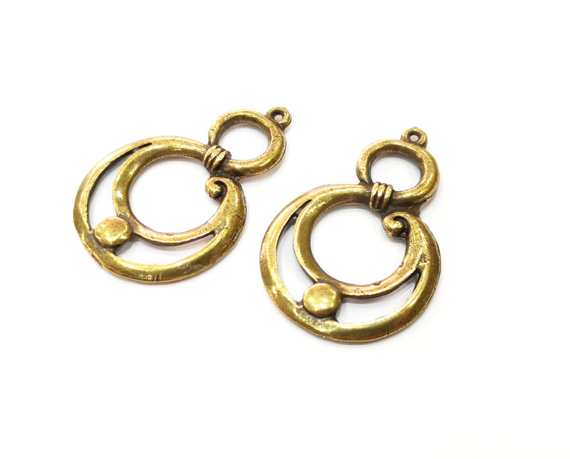 2 Antique Bronze Charm Antique Bronze Plated Charm (44x28mm) G17761