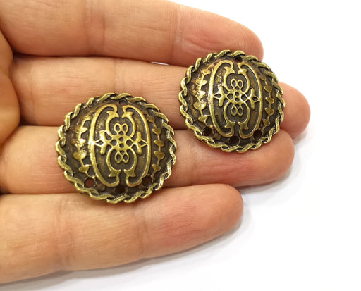 2 Antique Bronze Charm Connector Antique Bronze Plated Charm (29mm) G17762