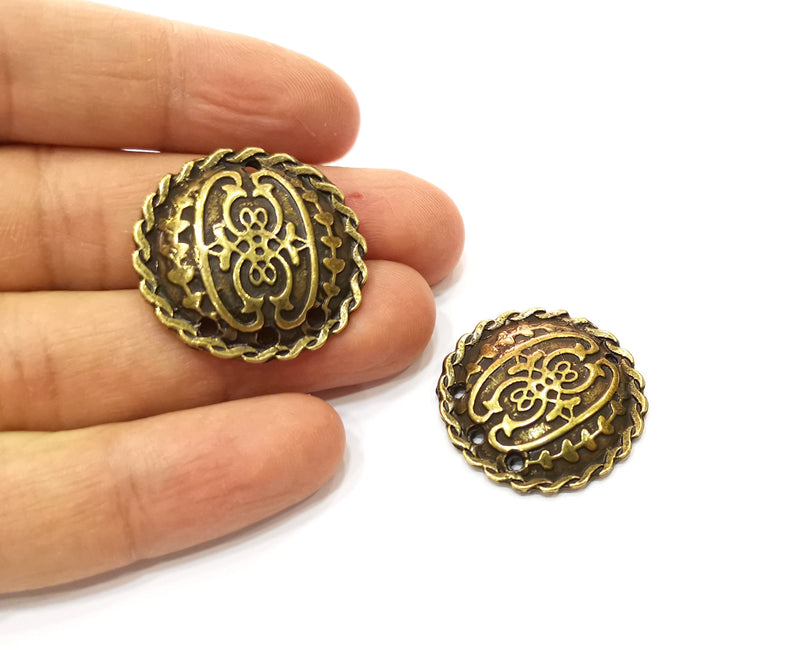 2 Antique Bronze Charm Connector Antique Bronze Plated Charm (29mm) G17762