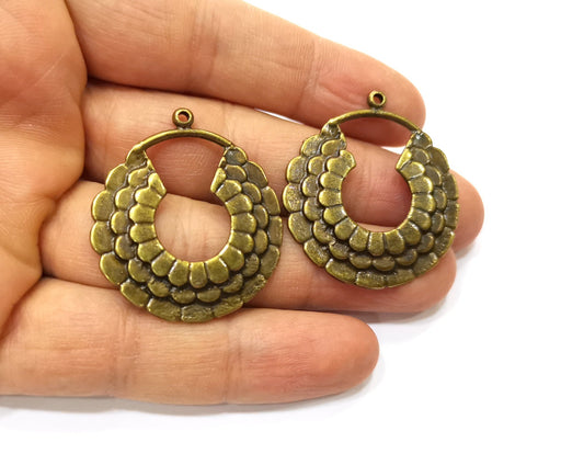 2 Antique Bronze Charm Antique Bronze Plated Charm (38x34mm) G17772