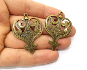 2 Antique Bronze Charm Antique Bronze Plated Charm (47x34mm) G17774